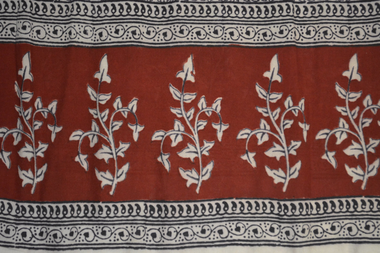 Red and Black Paisely Design Hand Block Printed Naturally Dyed Textiles by OMSutra