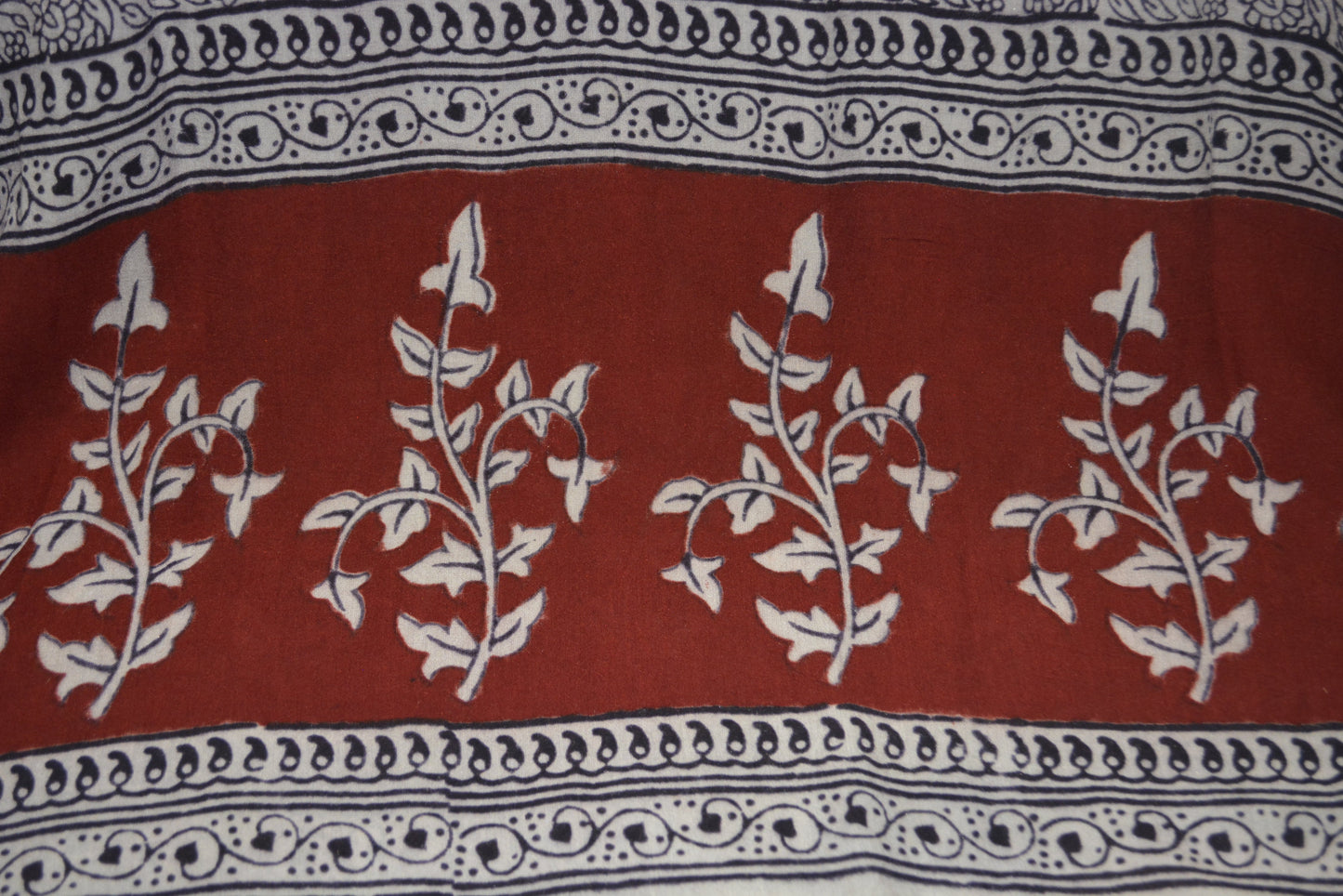 Red and Black Paisely Design Hand Block Printed Naturally Dyed Textiles by OMSutra