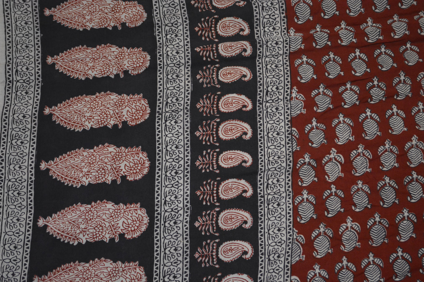 Red and Black Paisely Design Hand Block Printed Naturally Dyed Textiles by OMSutra