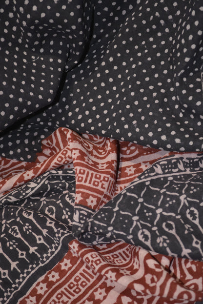 Red and Black Paisely Design Hand Block Printed Naturally Dyed Textiles by OMSutra