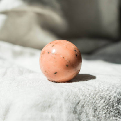 Orange Calcite Sphere with Tripod by Tiny Rituals