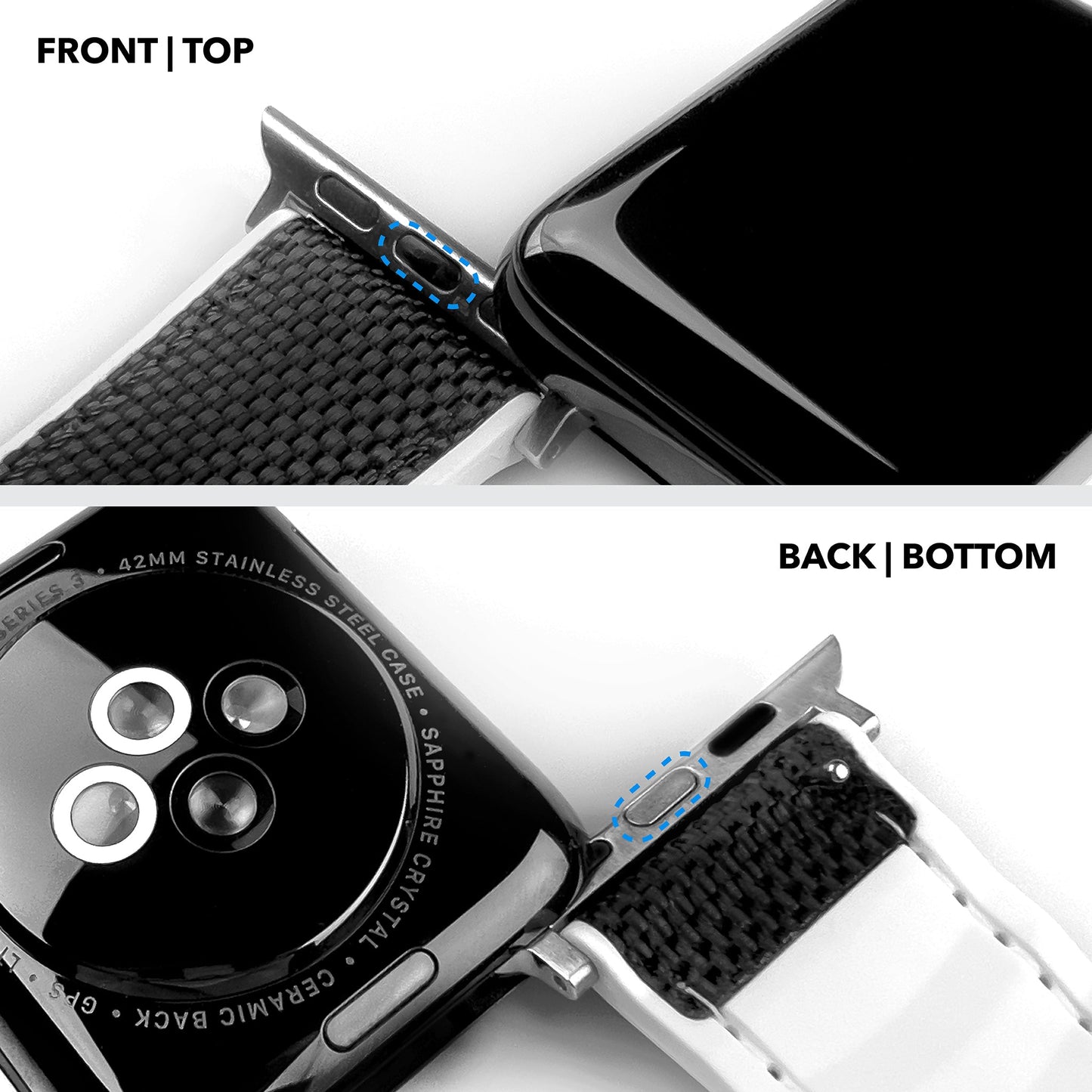 Apple Watch | Black Cordura Fabric and White Silicone Hybrid by Barton Watch Bands
