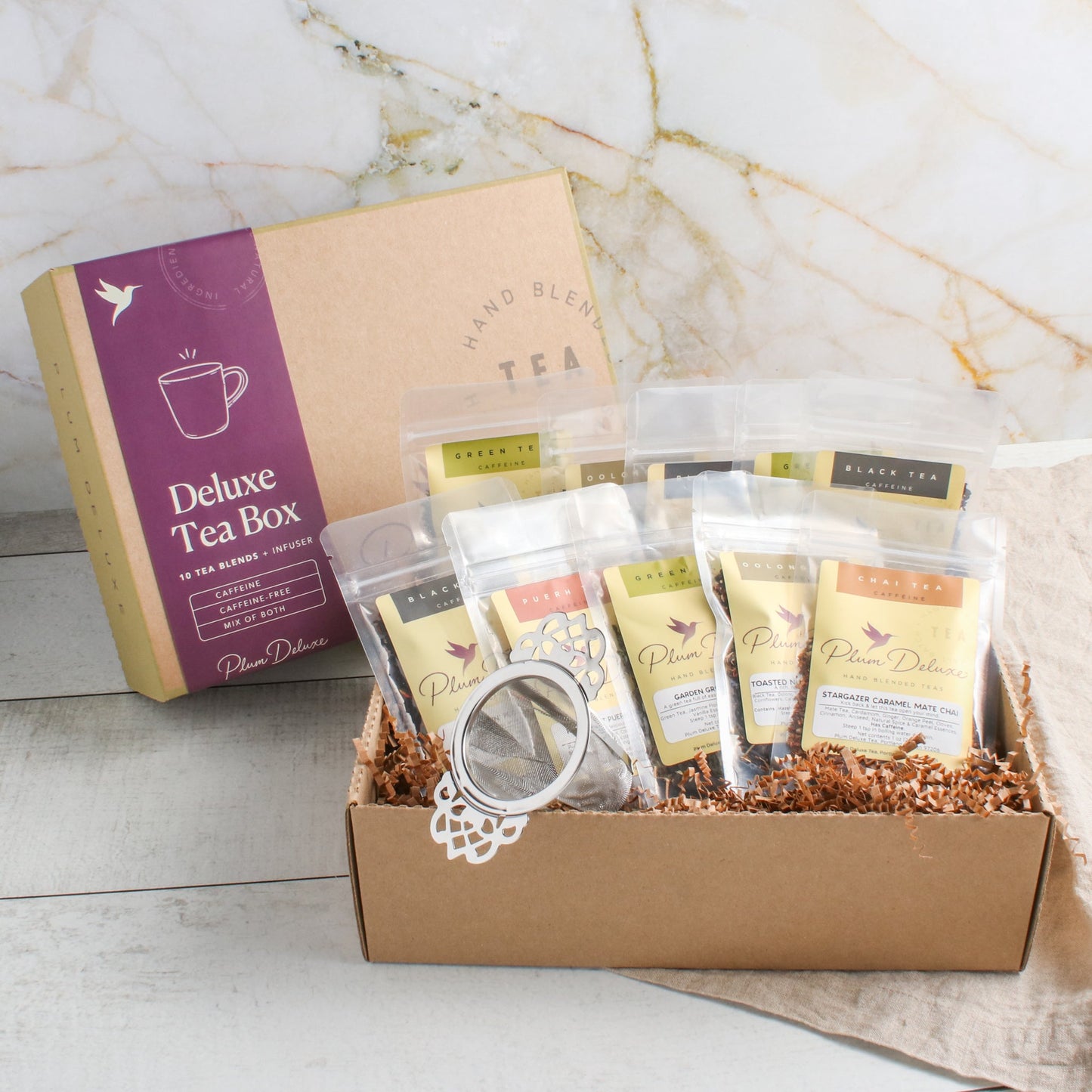 Deluxe Tea Box (10 Teas + Infuser) by Plum Deluxe Tea