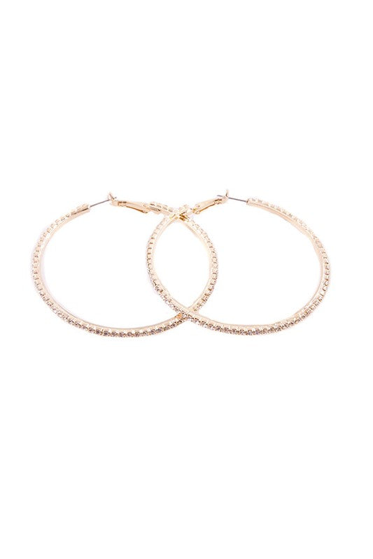 GOLD RHINESTONE HOOP EARRINGS