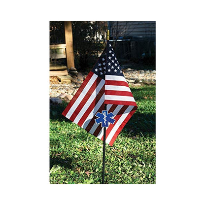 EMS Veteran Grave Marker With 30 Inch Tall American Cemetery Flag, EMS Star Of Life Memorial. by The Military Gift Store