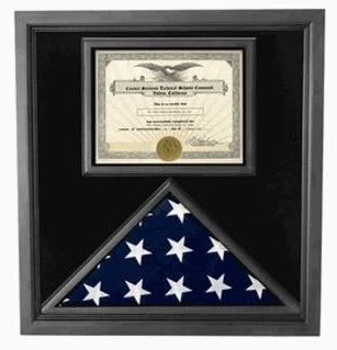 PREMIUM USA-MADE SOLID WOOD FLAG DOCUMENT CASE BLACK FINISH by The Military Gift Store