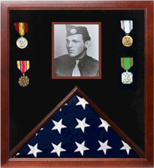Photo Flag and Medal Display Case, Flag and Photo Frame. by The Military Gift Store
