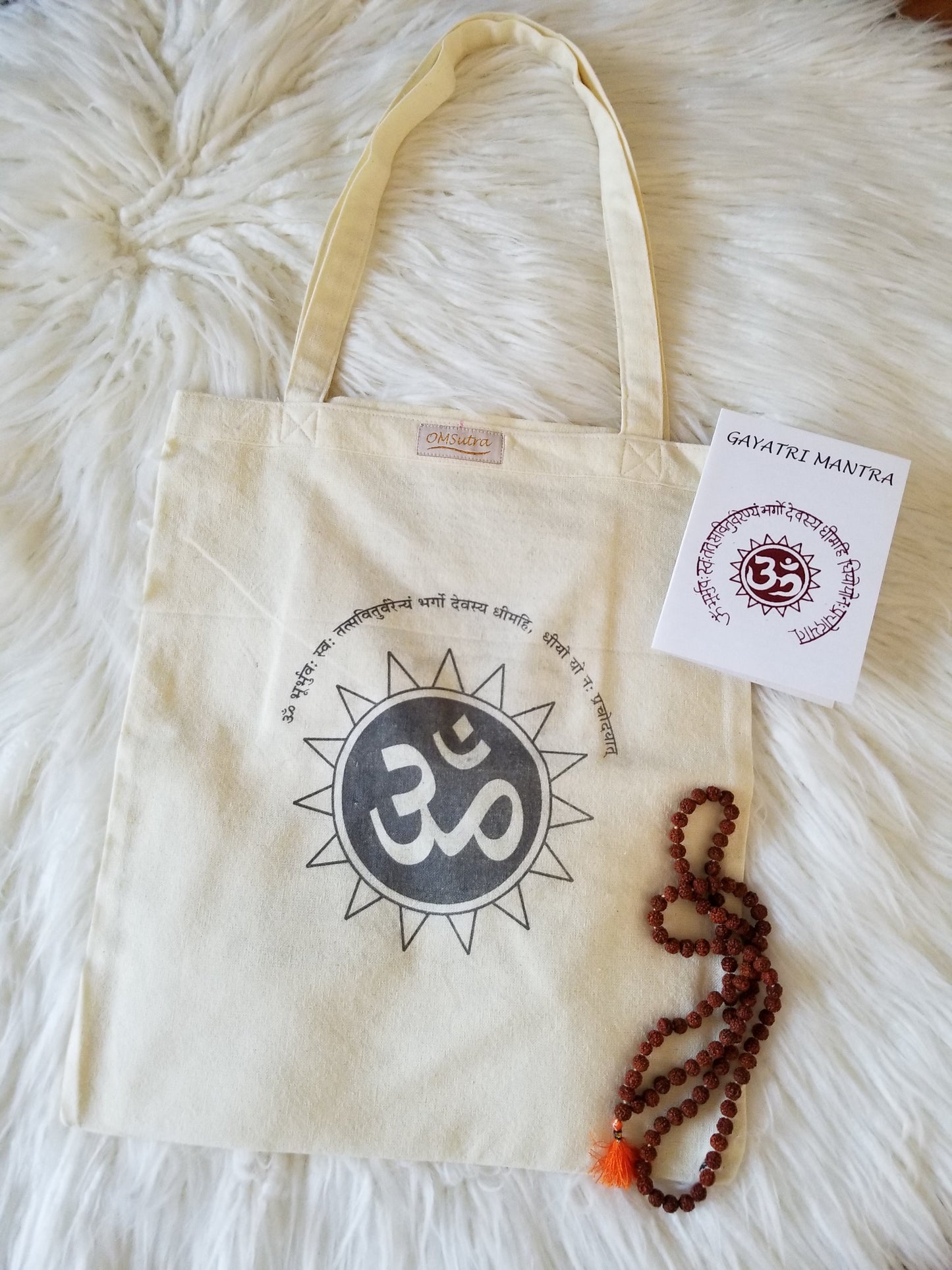 Gayatri Mantra Book Tote Bag by OMSutra