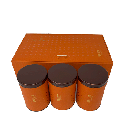 Decorative Tea Canister Gift Set w/Orange Gift Box by Tea and Whisk