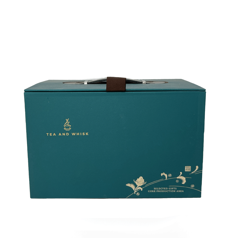 Dark Green Gift Box with PU Leather Handle by Tea and Whisk
