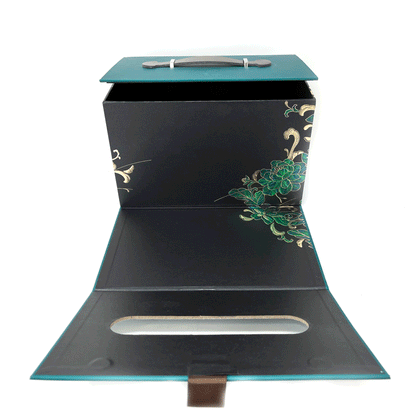 Dark Green Gift Box with PU Leather Handle by Tea and Whisk
