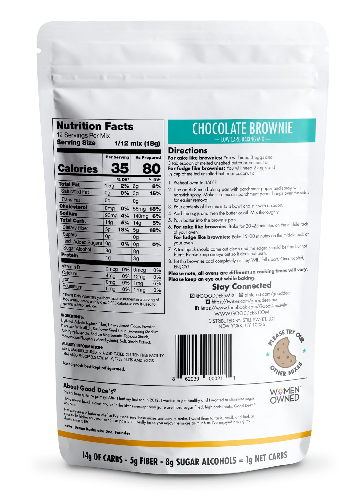 Chocolate Brownie Mix 3 Pack by Good Dee's