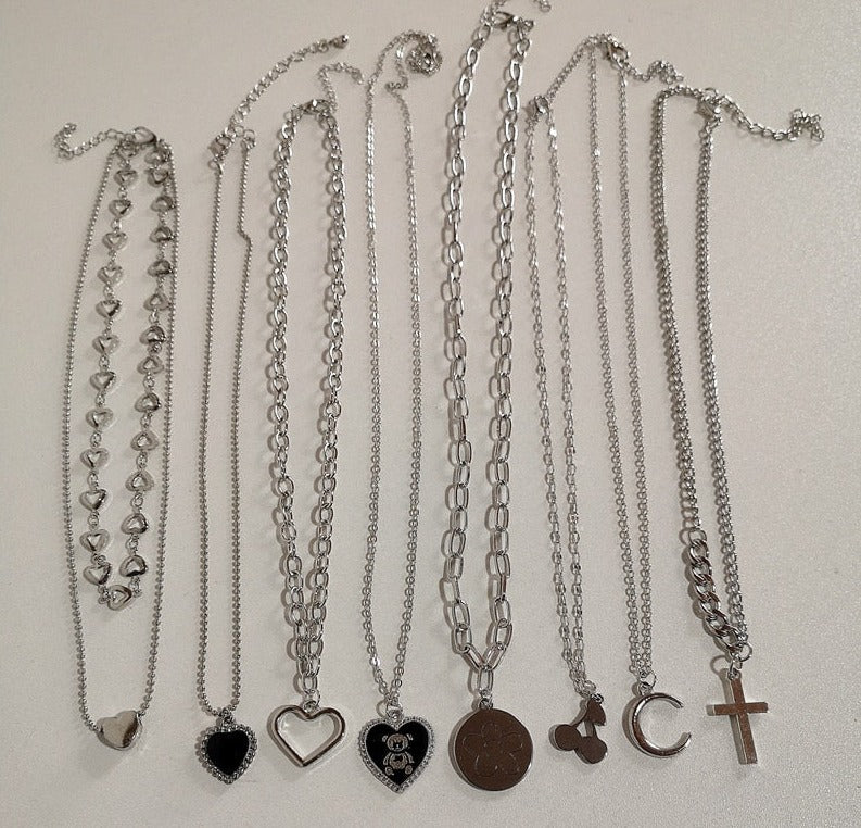 Silver Hearts Necklace Set by White Market