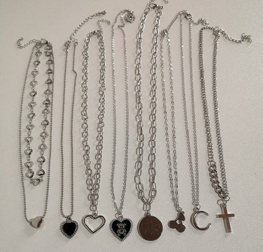 Silver Hearts Necklace Set by White Market