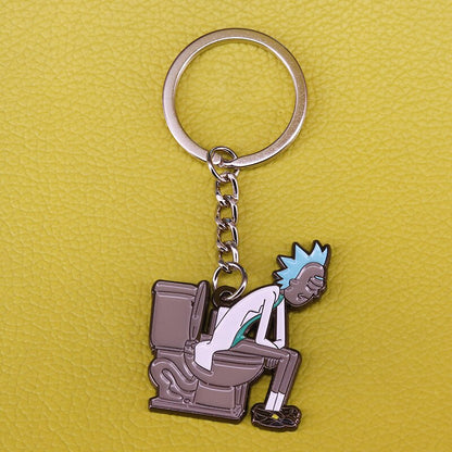 Rick Sitting On The Toilet Loneliness Keyring by White Market