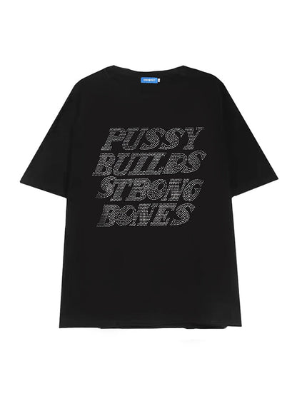 Pussy Builds Strong Bones Rhinestone Tee by White Market