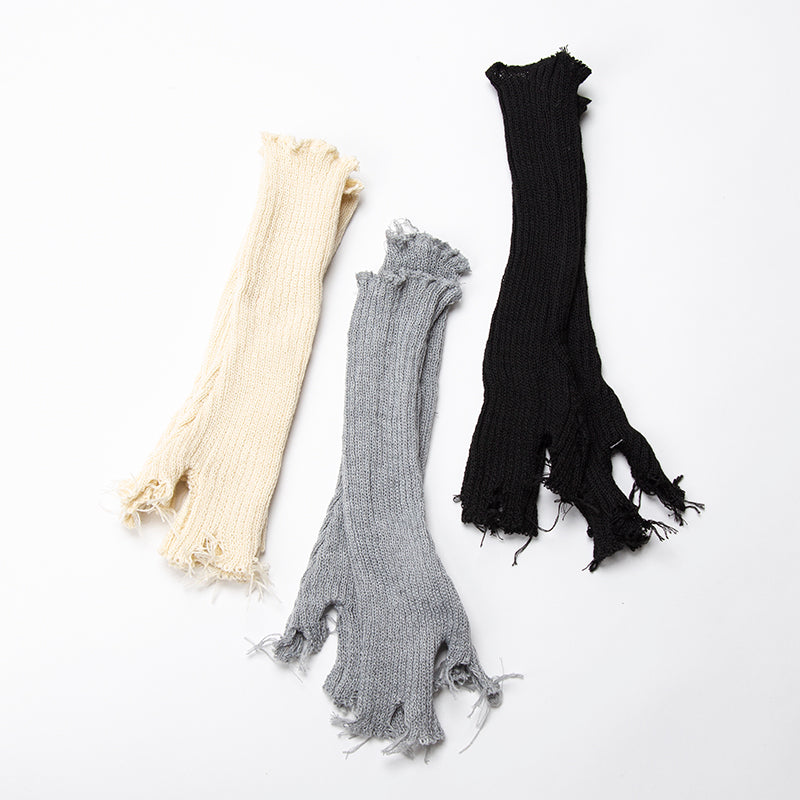 Distressed Knitted Arm Warmers by White Market