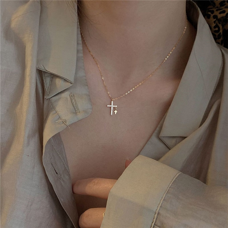 Double Cross Necklace by White Market