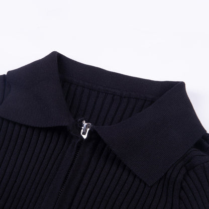 Ribbed Zip Up Sweater by White Market