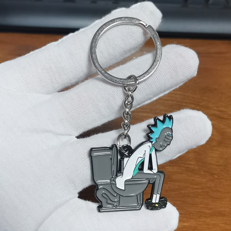 Rick Sitting On The Toilet Loneliness Keyring by White Market