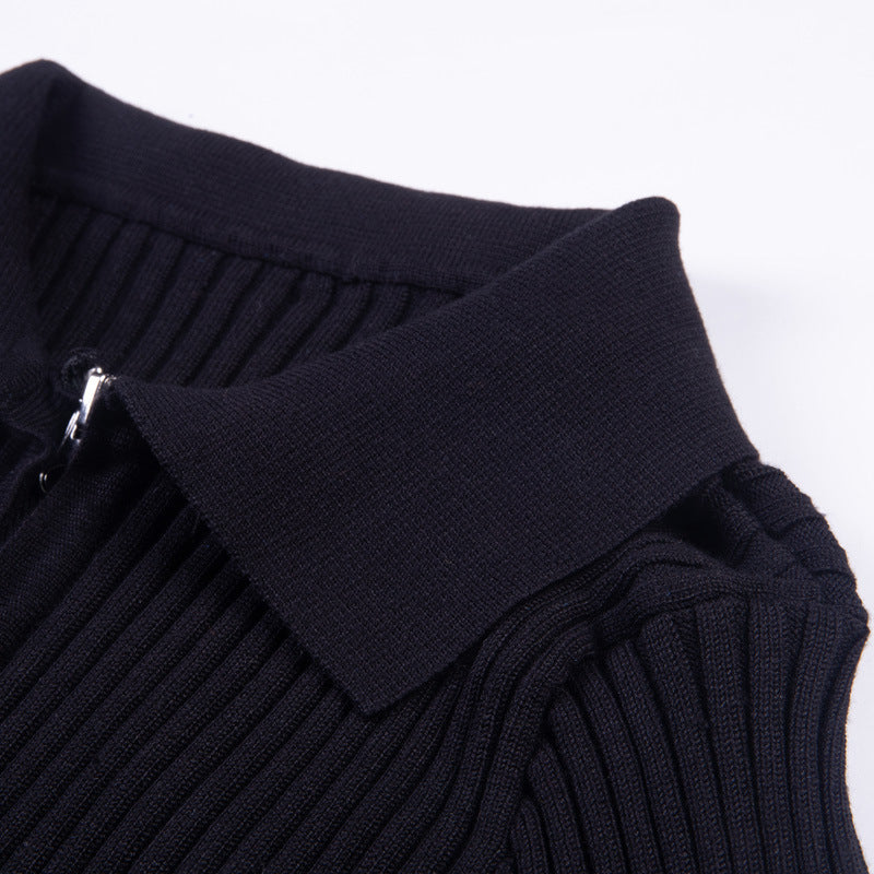 Ribbed Zip Up Sweater by White Market