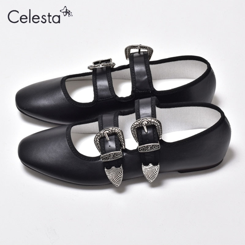 Buckled Ballerina Flats by White Market