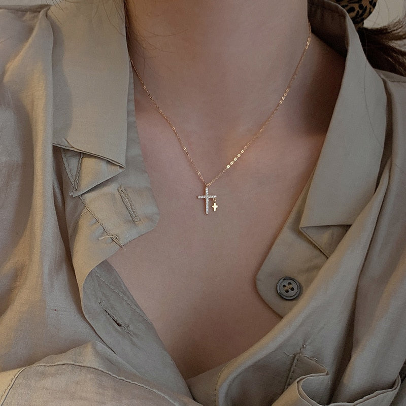 Double Cross Necklace by White Market