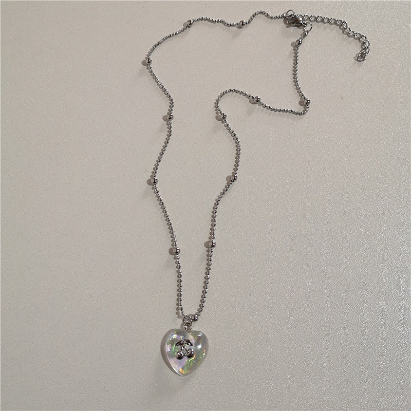 Silver Hearts Necklace Set by White Market