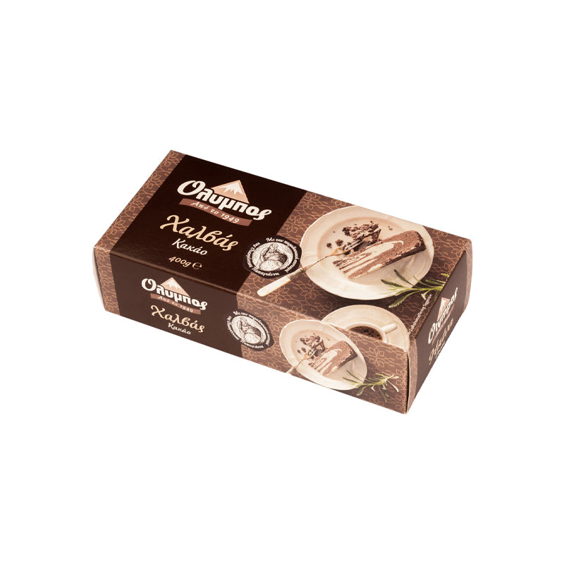 Olympos Cocoa Halva: A Delicious and Traditional Greek Treat Made with the Authentic Ingredients  - 14.11 oz / 400gr by Alpha Omega Imports