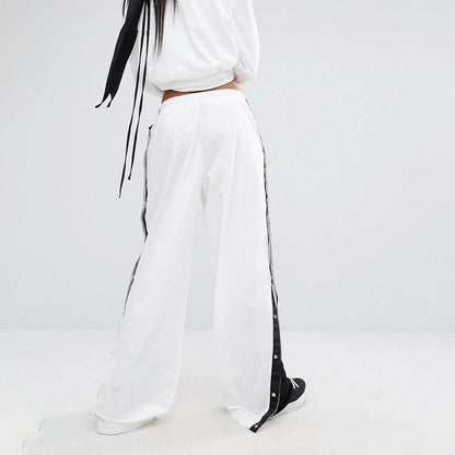 Button Up Side Stripe Trousers by White Market