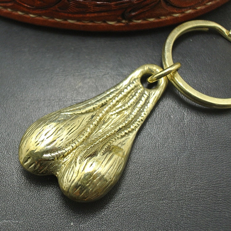 Solid Brass Balls Keychain by White Market