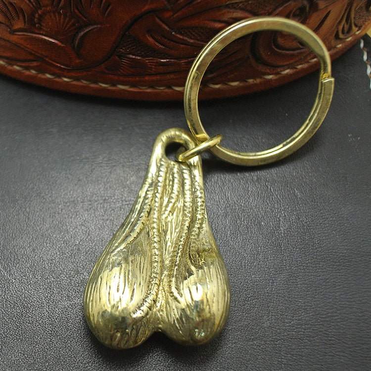 Solid Brass Balls Keychain by White Market