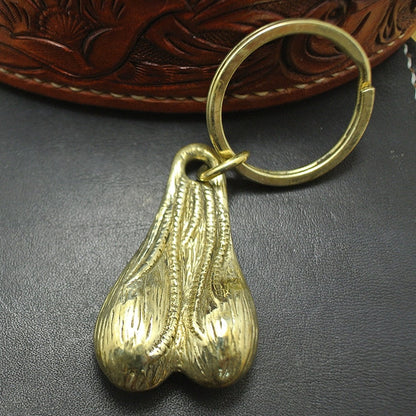 Solid Brass Balls Keychain by White Market