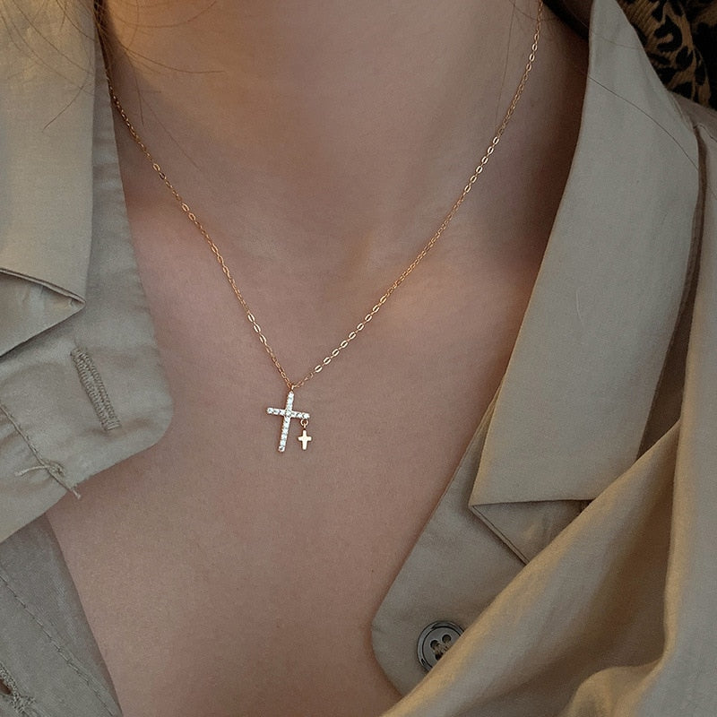 Double Cross Necklace by White Market