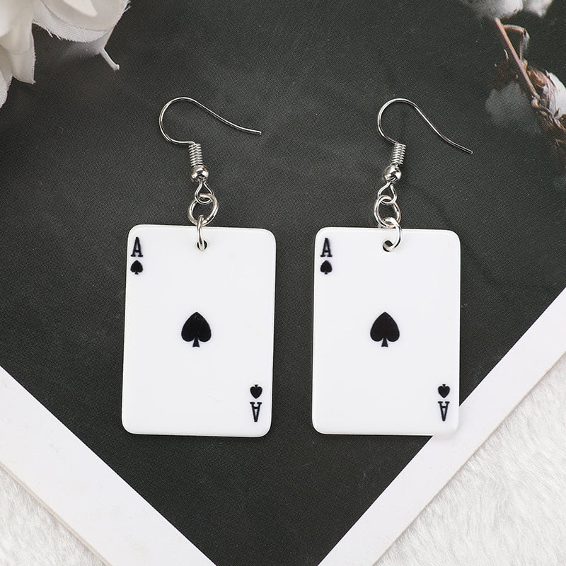 Poker Playing Cards Earrings by White Market