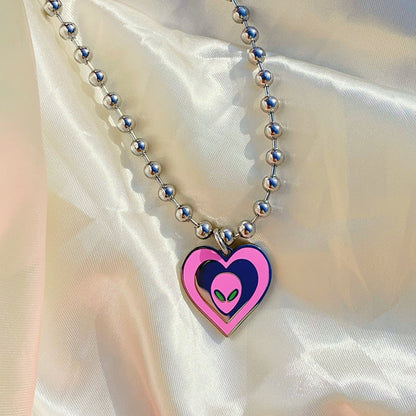 Pink Alien Necklace by White Market