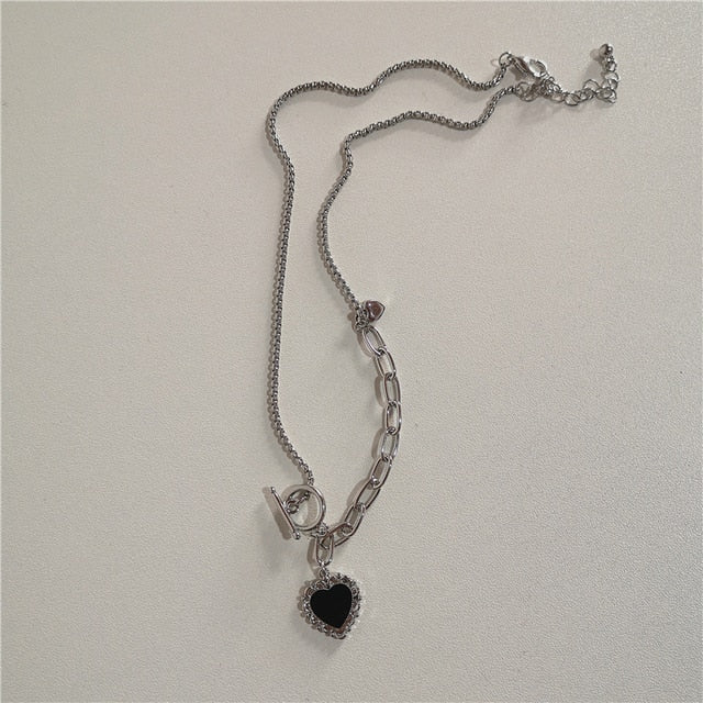 Silver Hearts Necklace Set by White Market