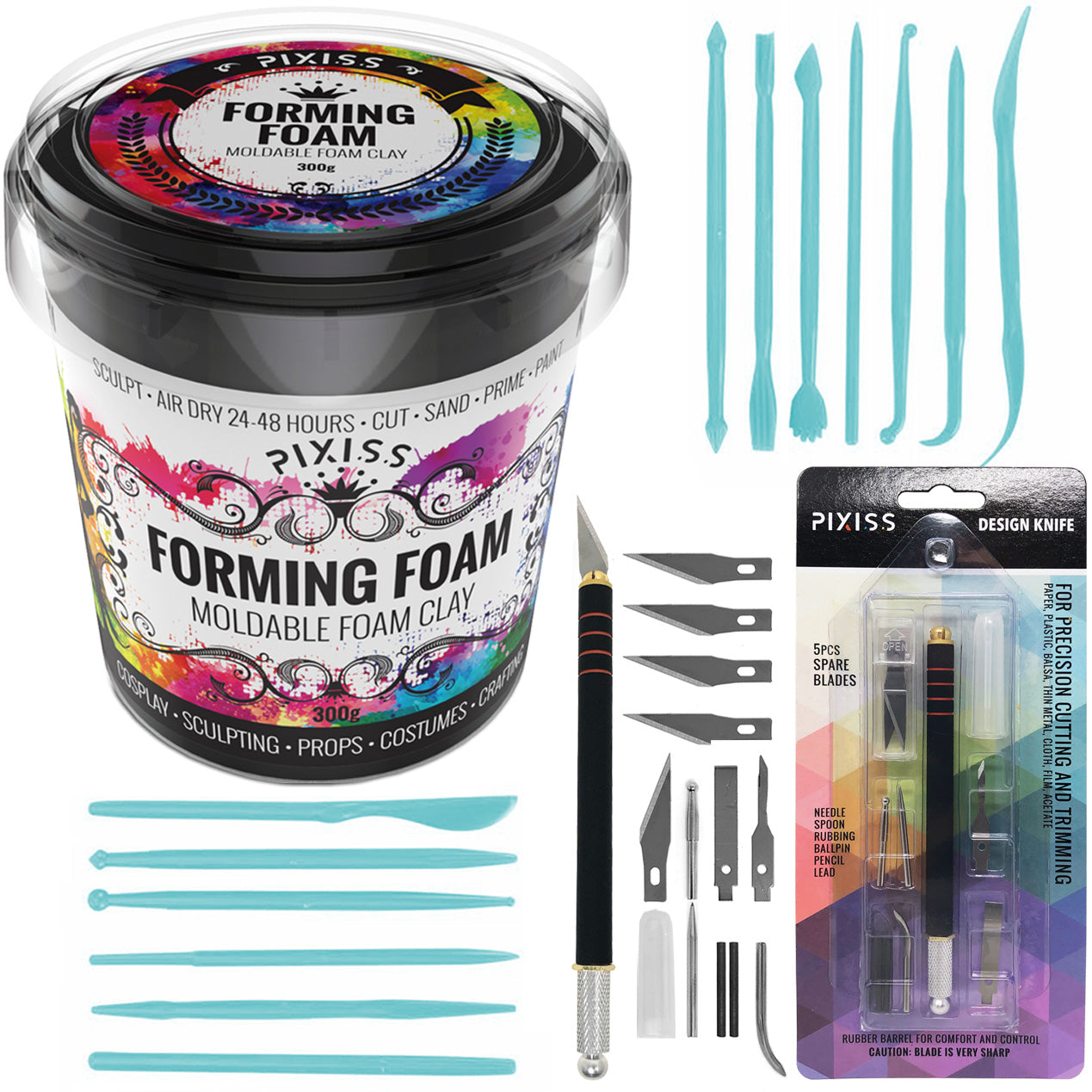 PIXISS Black Forming Foam Crafting Kit with Accessories by Pixiss