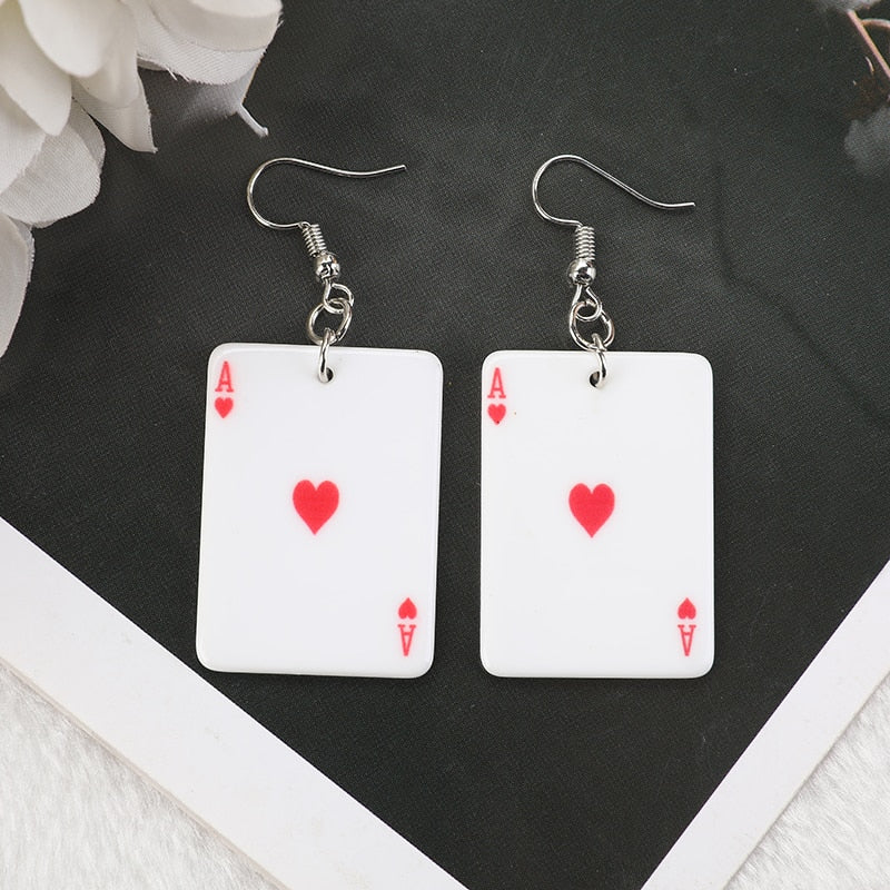 Poker Playing Cards Earrings by White Market