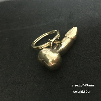 Solid Brass Balls Keychain by White Market