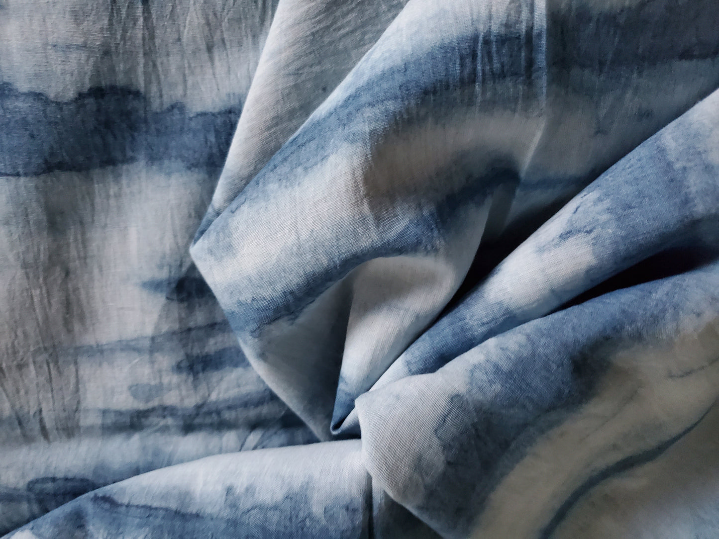 Indigo Dyed Hand Printed Cotton Fabric by OMSutra