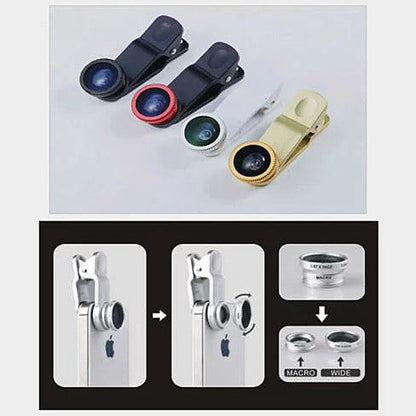 3-in-1 Universal Clip on Smartphone Camera Lens - 6 Colors by VistaShops