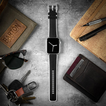 Apple Watch | Black Cordura Fabric and White Silicone Hybrid by Barton Watch Bands