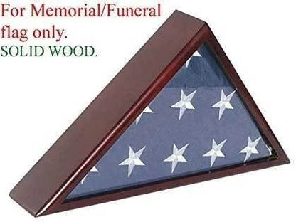 SOLID WOOD MEMORIAL FLAG CASE FRAME DISPLAY CASE FOR 5X9.5' FLAG FOLDED, FOR FUNERAL by The Military Gift Store
