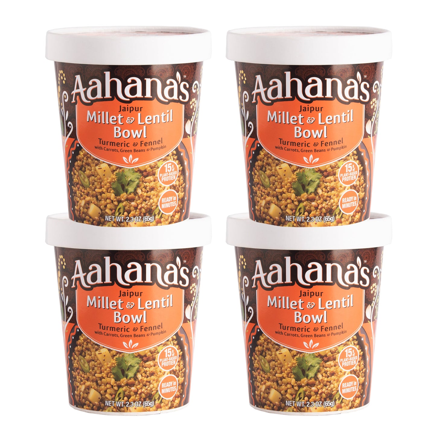 Aahana's Jaipur Millet & Lentil Bowl (Khichdi) - Gluten-Free, 15g Plant-Based Protein, Vegan, Non-GMO, Ready-to-Eat Meal (2.3oz., Pack of 4) by aahanasnaturals.com