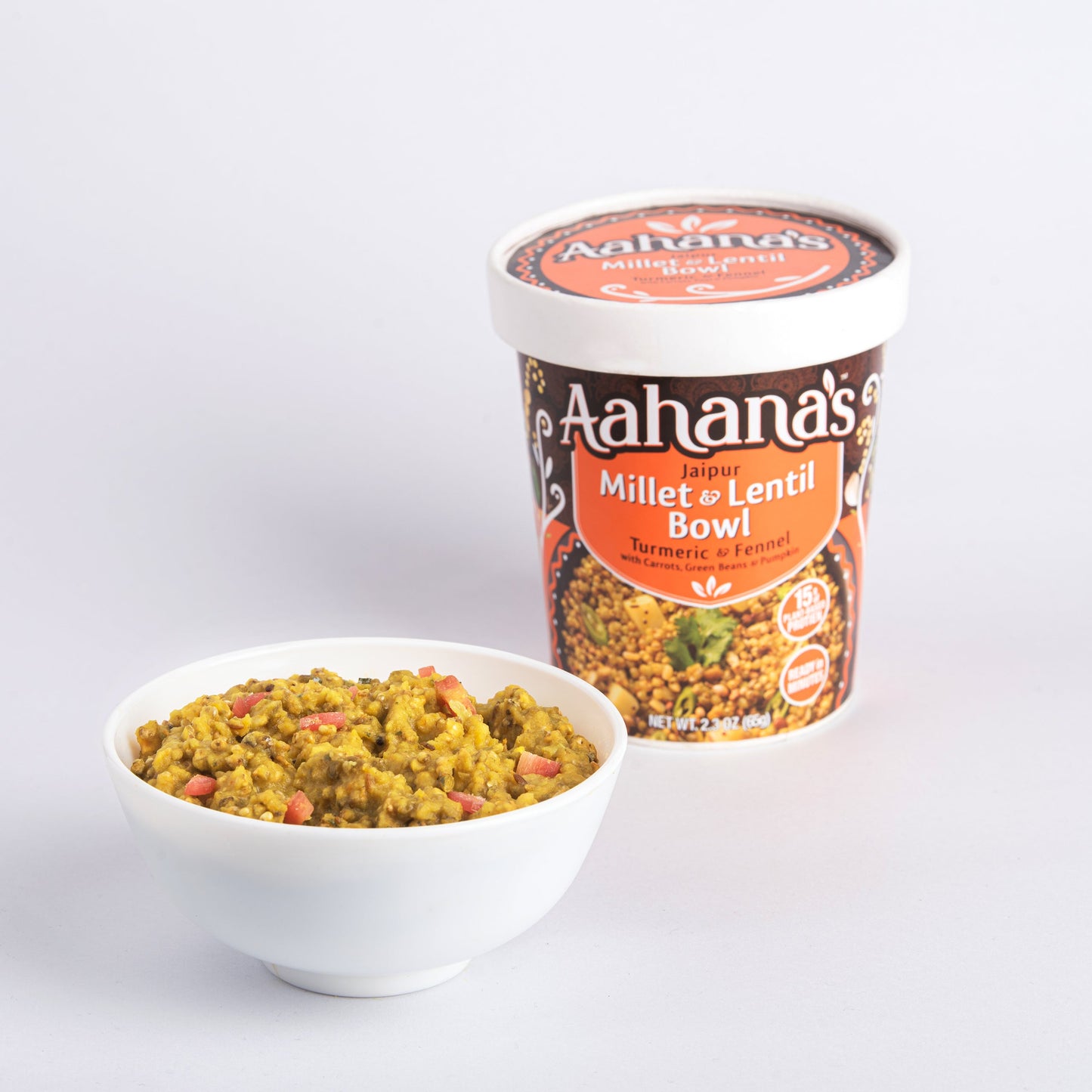 Aahana's Jaipur Millet & Lentil Bowl (Khichdi) - Gluten-Free, 15g Plant-Based Protein, Vegan, Non-GMO, Ready-to-Eat Meal (2.3oz., Pack of 4) by aahanasnaturals.com