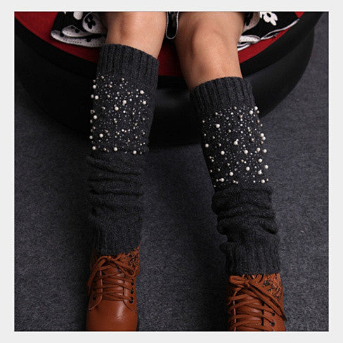 Miss Pearly Legs Leg Warmers With Pearls And Crystals by VistaShops