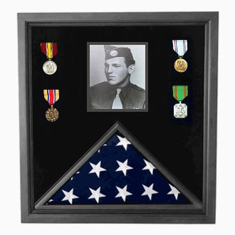 Photo Flag and Medal Display Case, Flag and Photo Frame by The Military Gift Store