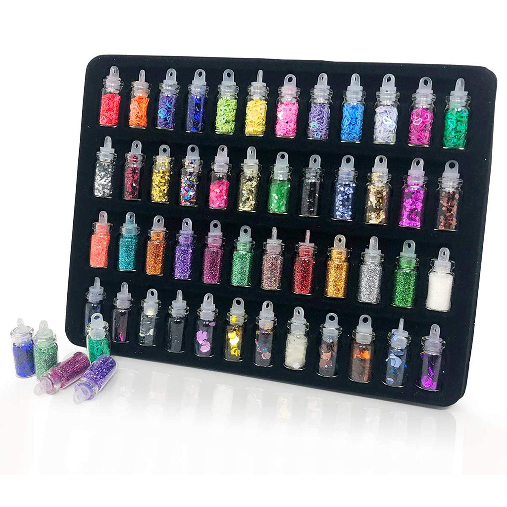 PIXISS Assorted Mini Glitter & Sequin Vials - 48PC by Pixiss