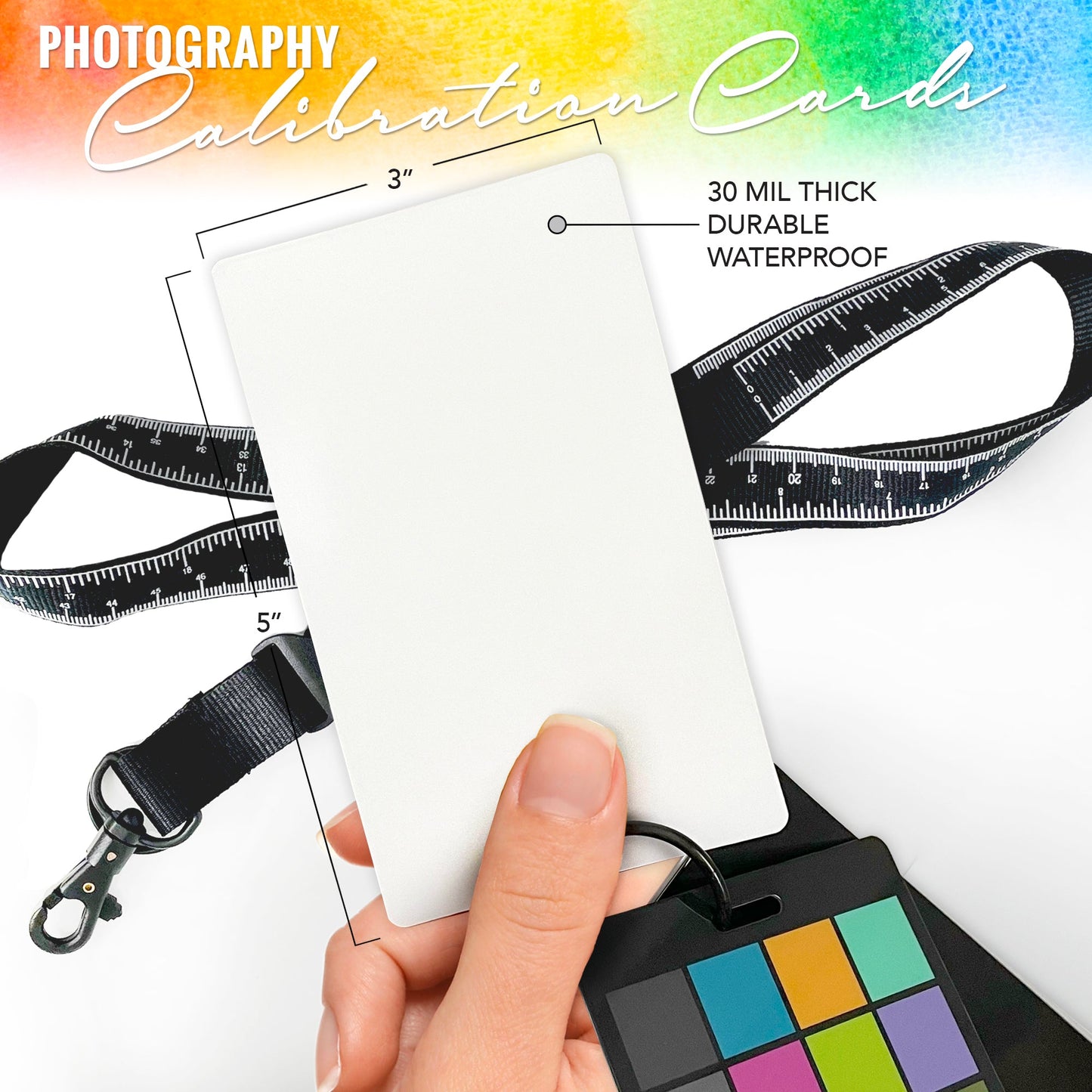 PIXISS Photography Calibration Cards with Lanyard and Lens Cloth by Pixiss